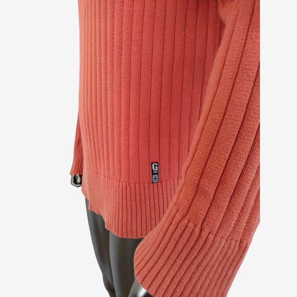 Vintage Y2K Guess Jeans Men's Orange Ribbed Knit V Neck Sweater Size XXL - Picture 6 of 12